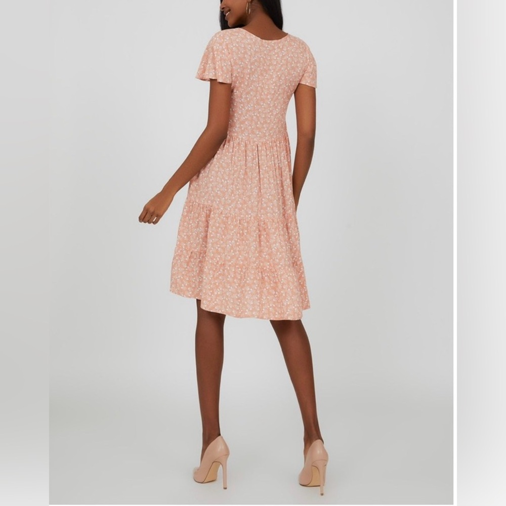 Flutter Sleeve Tiered Ditsy Floral Mini Dress - Picture 3 of 4